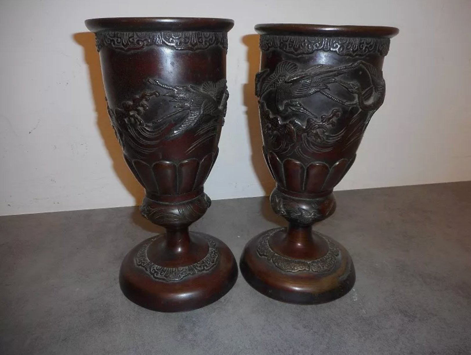 Superbe Paire de Vases en Bronze - Décor Asiatique - Ethic Atelier