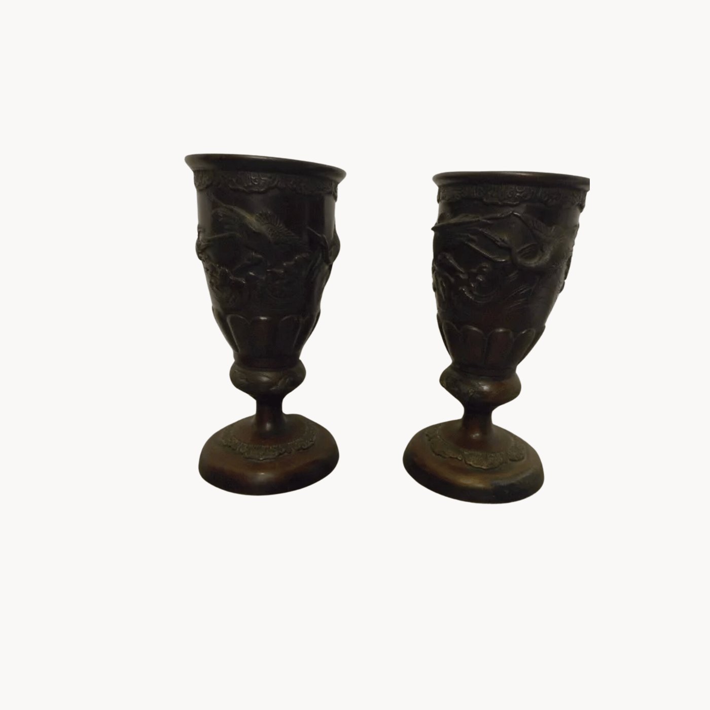 Superbe Paire de Vases en Bronze - Décor Asiatique - Ethic Atelier