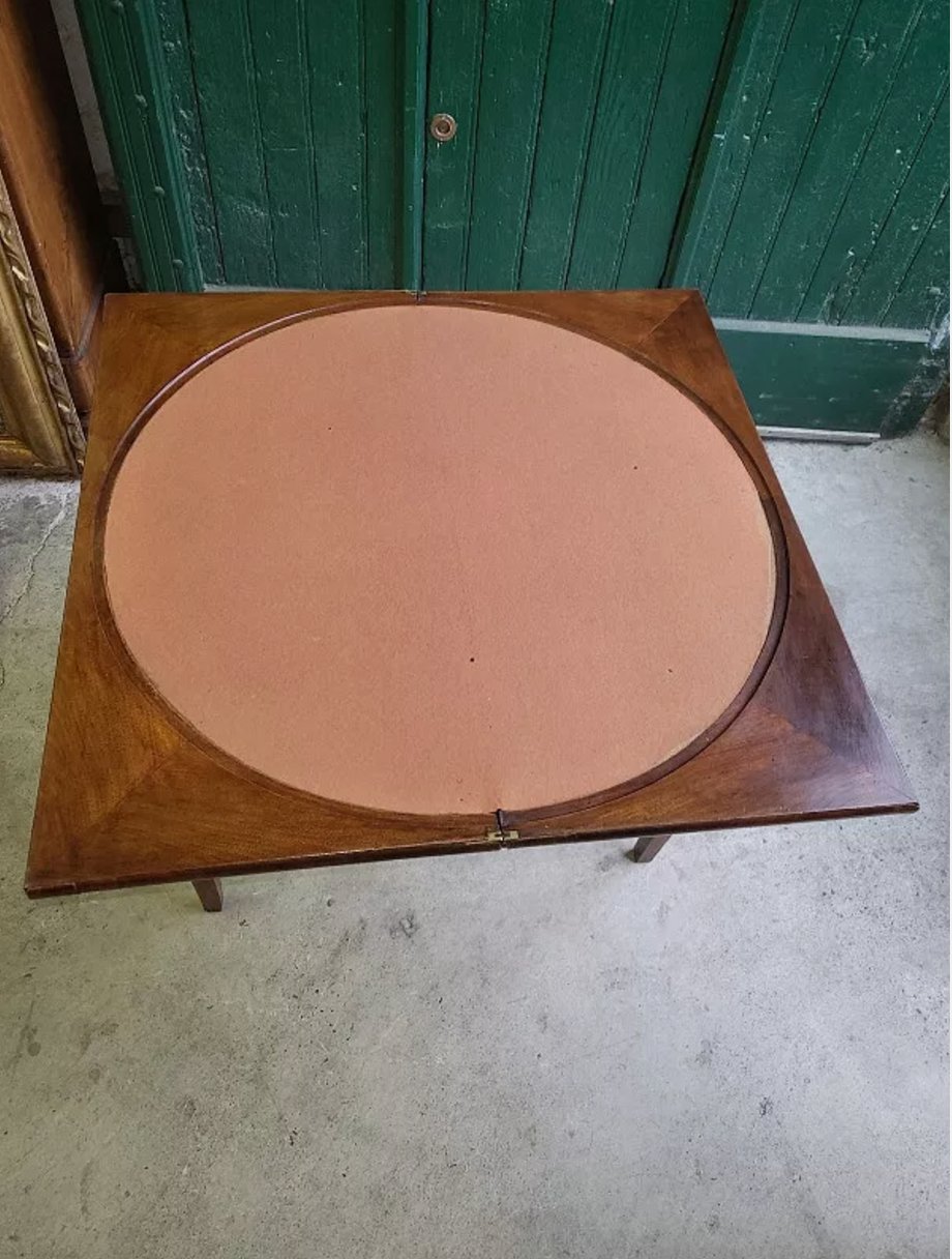 Superbe Table à Jeux Directoire - Noyer - XIXe siècle - Ethic Atelier