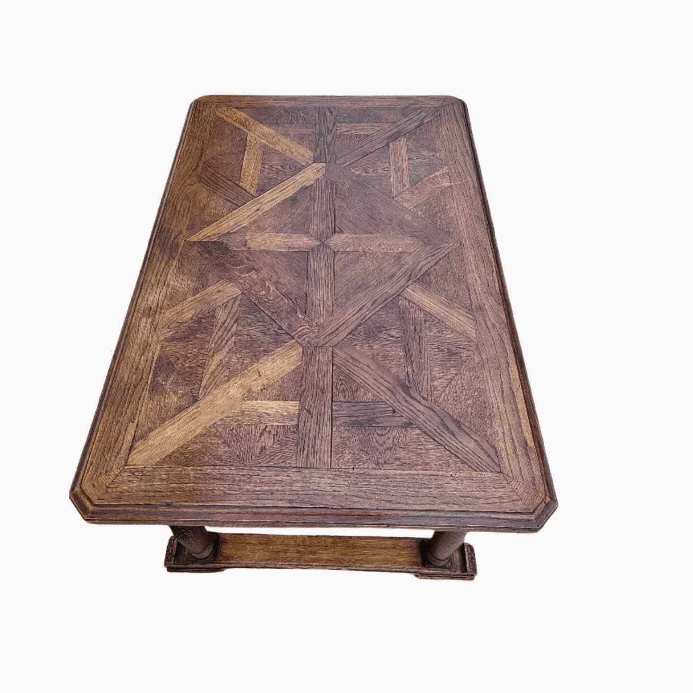 Superbe Table Rectangulaire en Chêne - Plateau Parqueté - XIXe siècle - Ethic Atelier