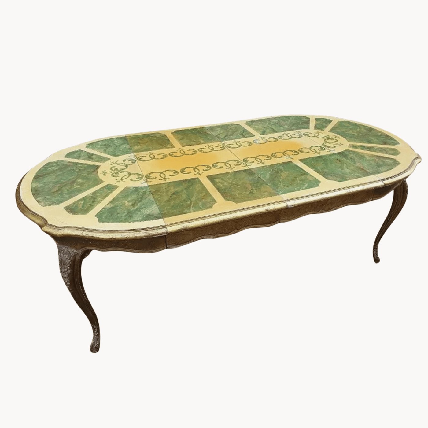 Superbe Table Ronde Dorée avec 2 Allonges - Décorateur Maurice Hirch - Années 1950/1960 - Ethic Atelier