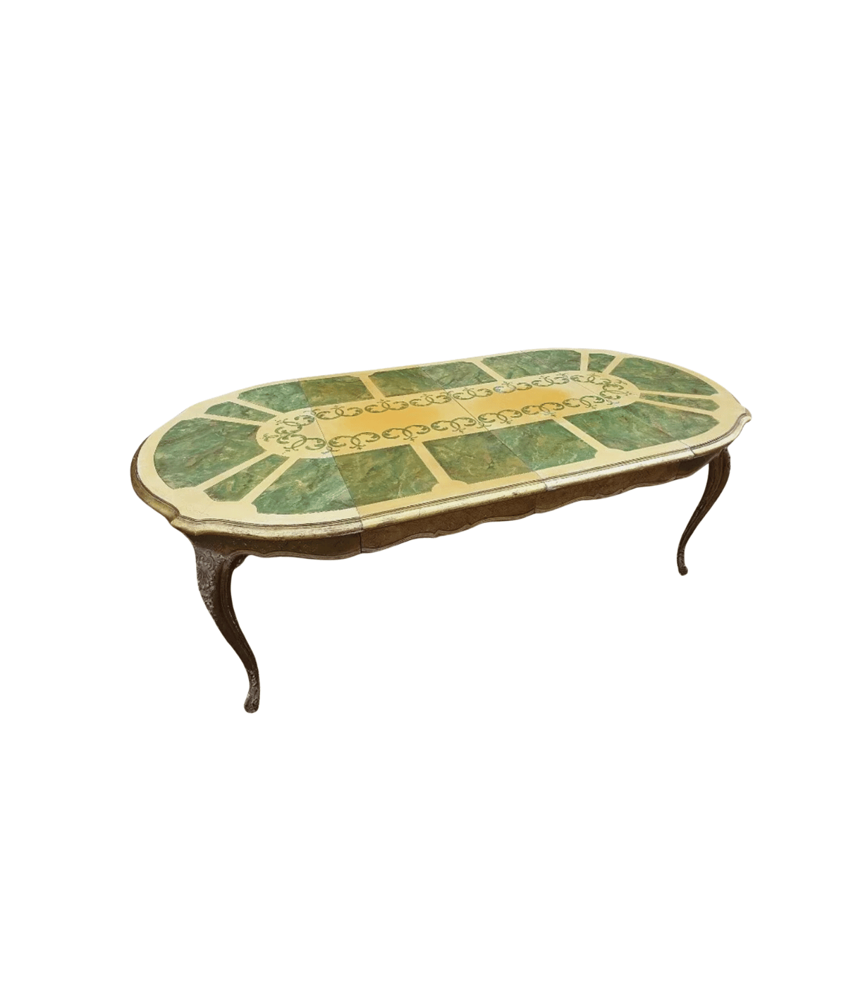 Superbe Table Ronde Dorée avec 2 Allonges - Décorateur Maurice Hirch - Années 1950/1960 - Ethic Atelier