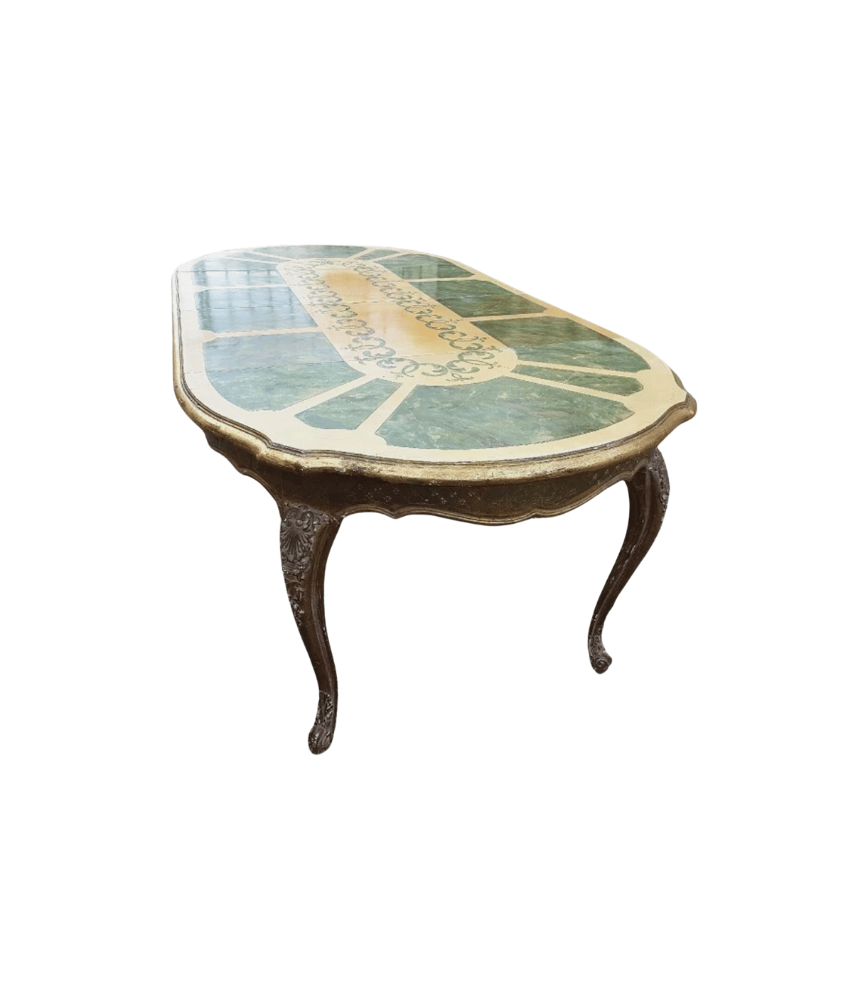 Superbe Table Ronde Dorée avec 2 Allonges - Décorateur Maurice Hirch - Années 1950/1960 - Ethic Atelier