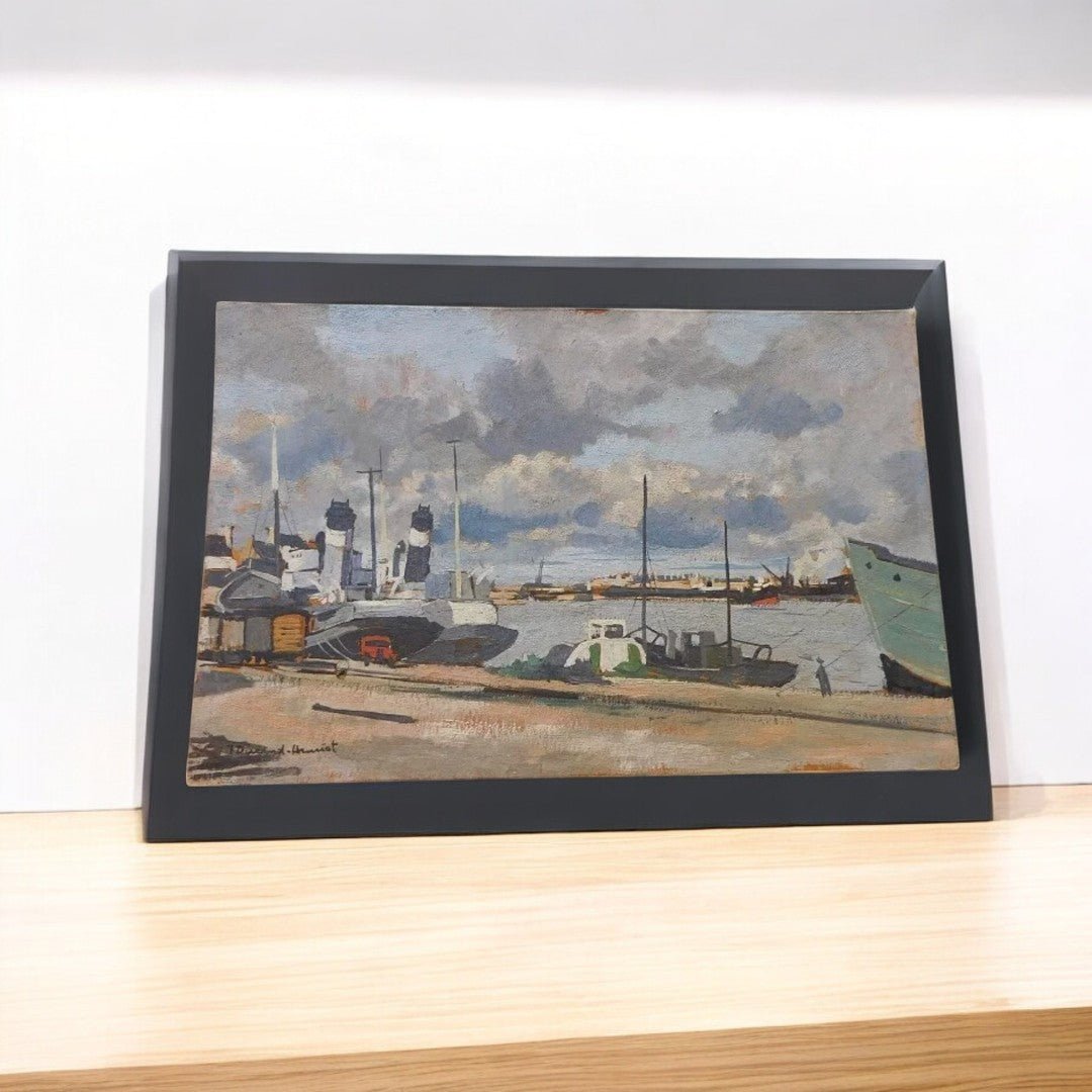 Superbe Tableau Peinture – Port, Huile sur Panneau d'Isorel, signé Durand Henriot - Ethic Atelier