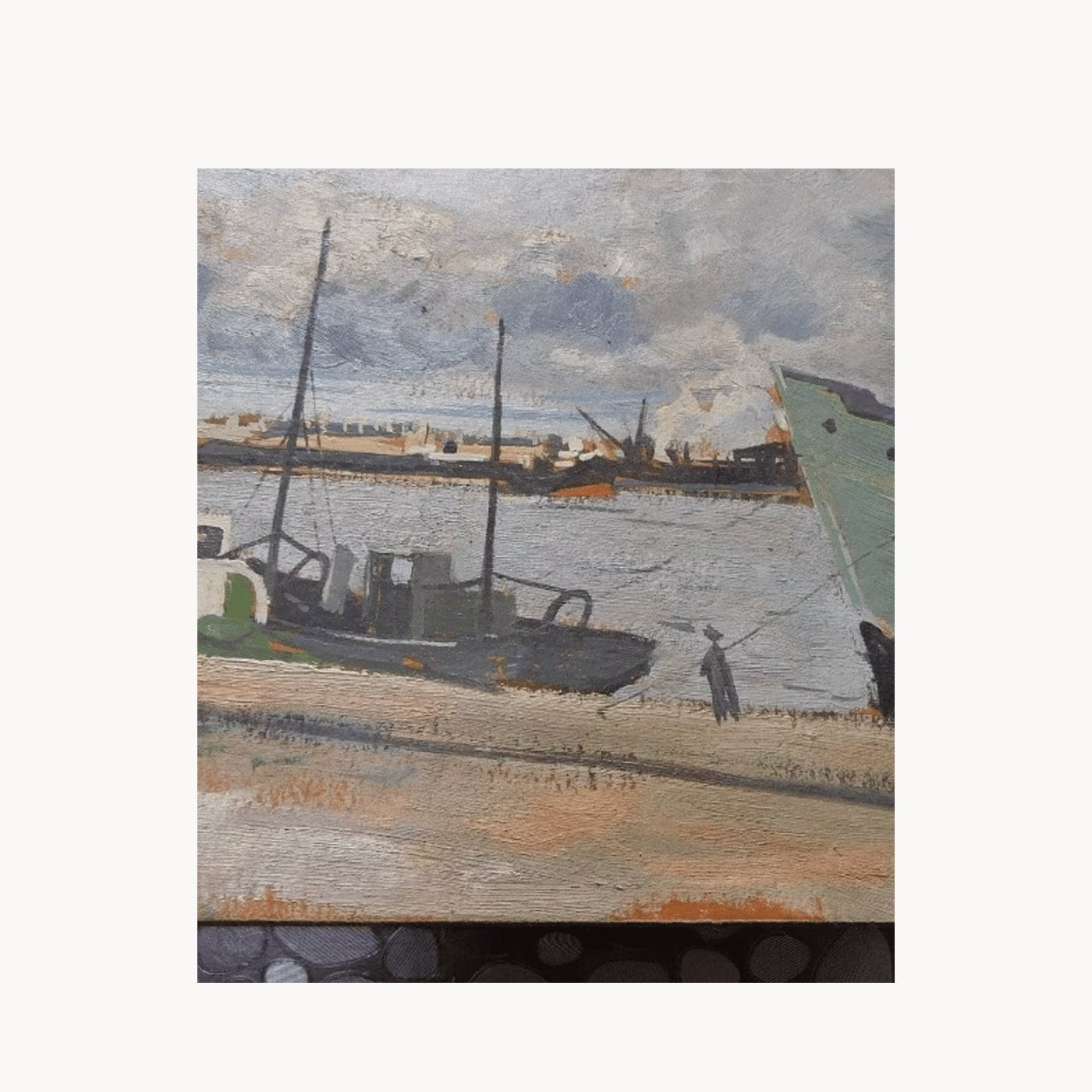 Superbe Tableau Peinture – Port, Huile sur Panneau d'Isorel, signé Durand Henriot - Ethic Atelier