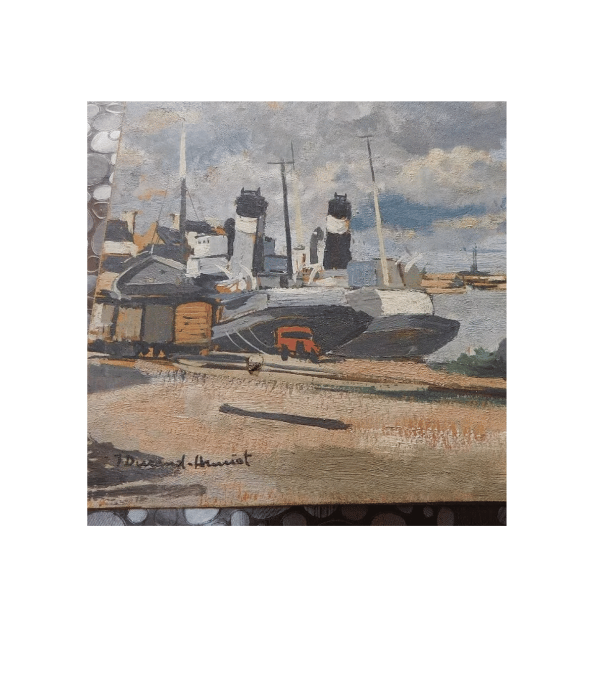 Superbe Tableau Peinture – Port, Huile sur Panneau d'Isorel, signé Durand Henriot - Ethic Atelier