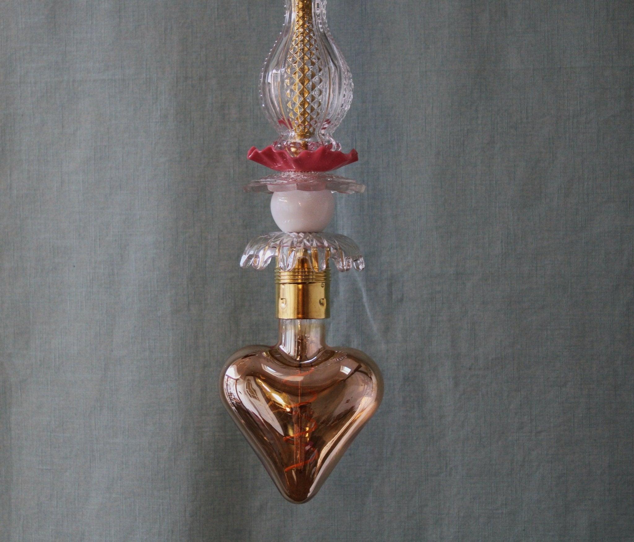 Suspension lustre "Jeanne" opaline et cristal vintage, série 2 - Pièce unique - Ethic Atelier