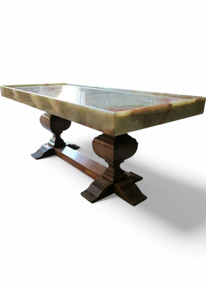 Table Basse Art Déco en Onyx et Noyer - Ethic Atelier