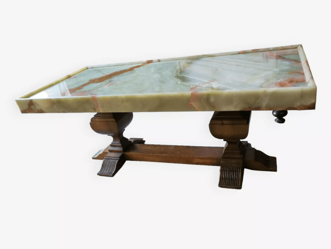 Table Basse Art Déco en Onyx et Noyer - Ethic Atelier