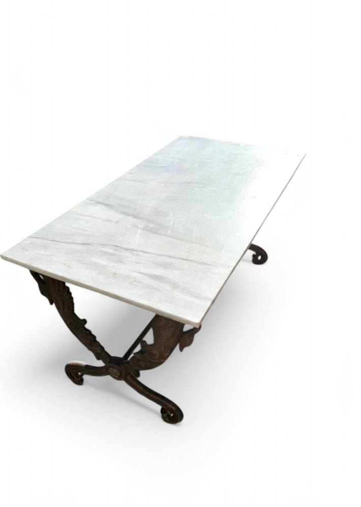 Table basse cols de cygnes fonte et marbre - Ethic Atelier