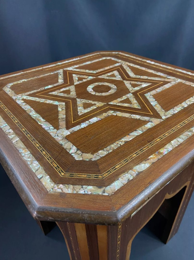 Table Basse en Bois Incrusté de Nacre à Décor Étoilé - Moyen - Orient - Ethic Atelier