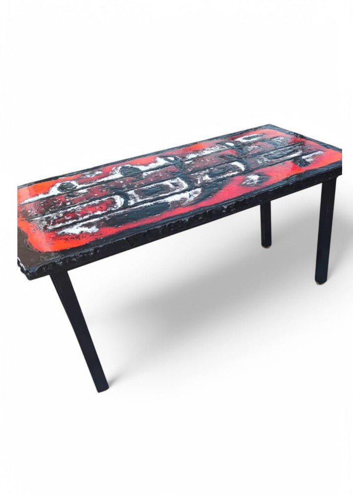 Table Basse en Céramique sur Pierre de Lave Vers 1950/60 - Ethic Atelier