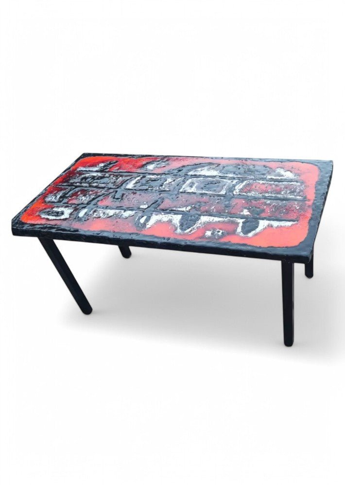 Table Basse en Céramique sur Pierre de Lave Vers 1950/60 - Ethic Atelier