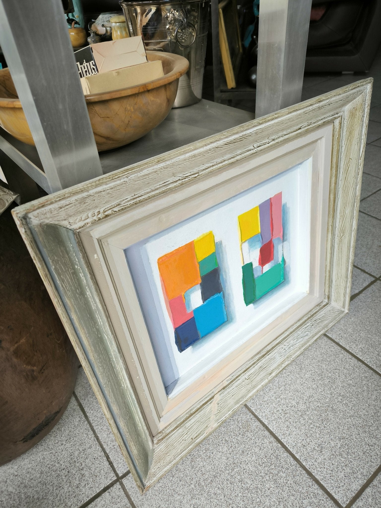 Tableau cubiste effets de matières vers 1950 - Ethic Atelier