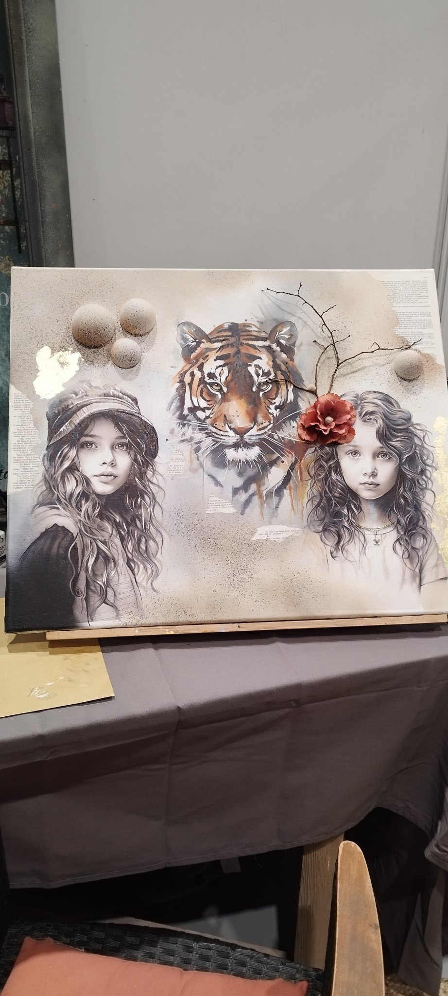 Tableau La petite fille et le Lion - Pièce Unique - Ethic Atelier