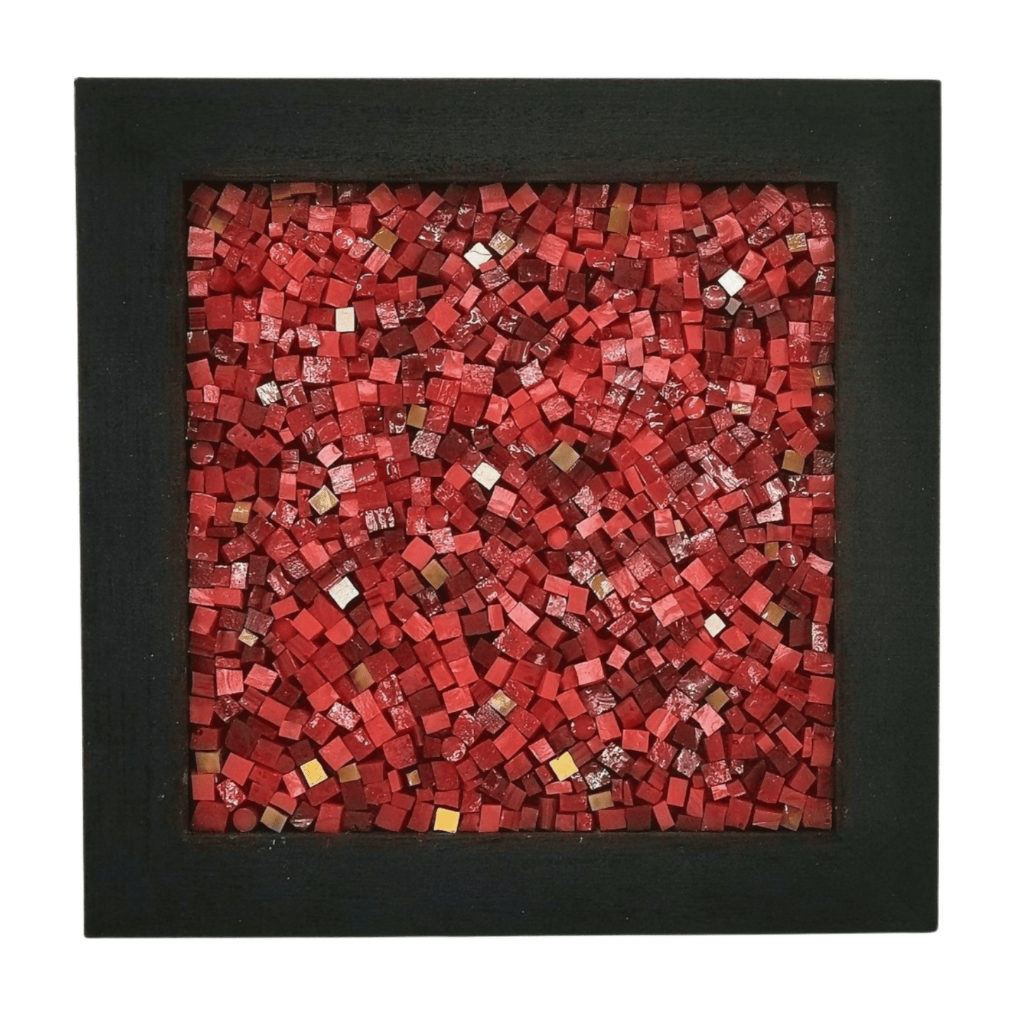 Tableau Mosaïque Pixel rouge et or - Création artisanale - Ethic Atelier