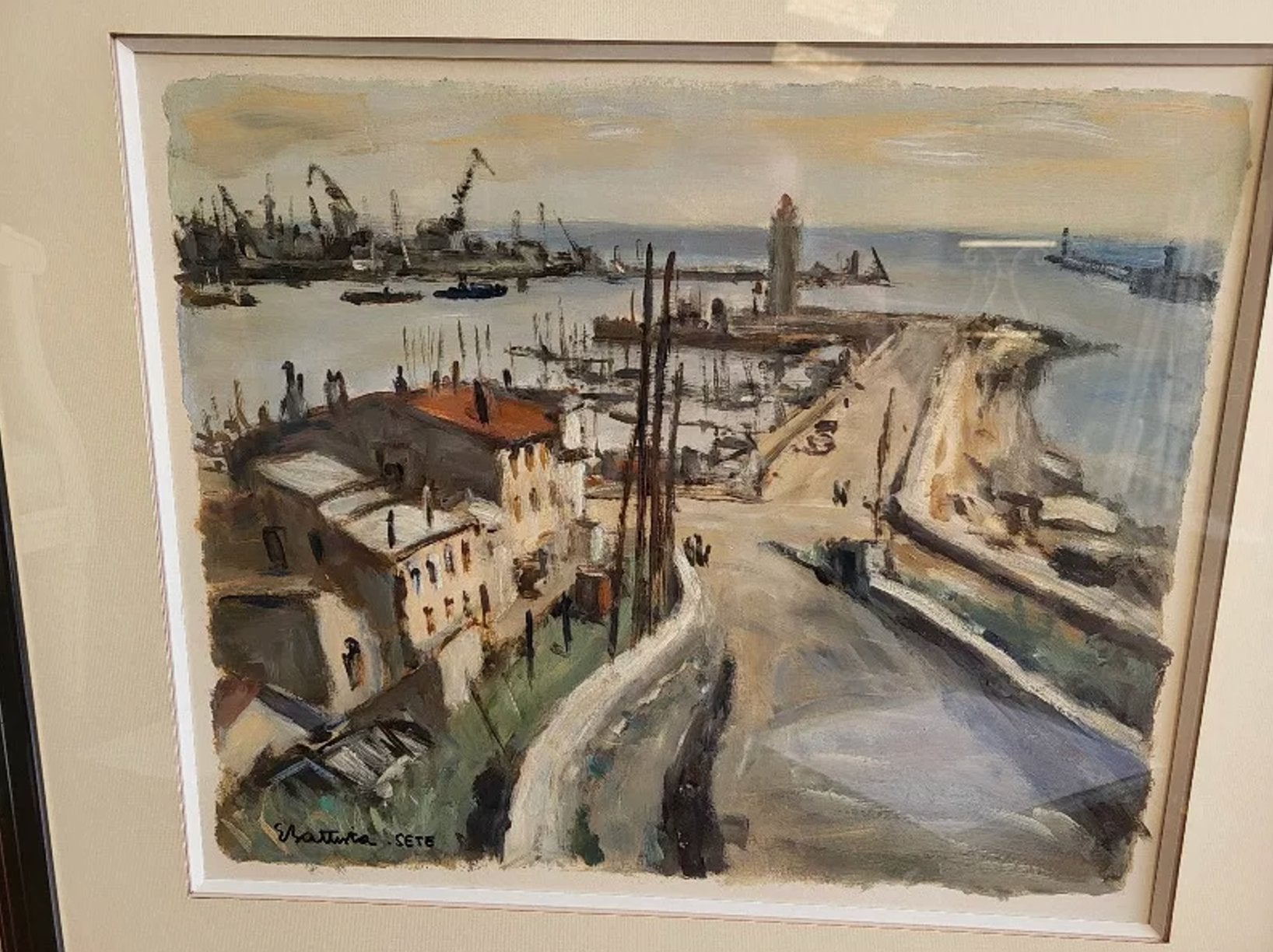 TABLEAU PEINTURE GOUACHE SUR PAPIER ERIC BATTISTA PORT DE SETE N° 2 - Ethic Atelier