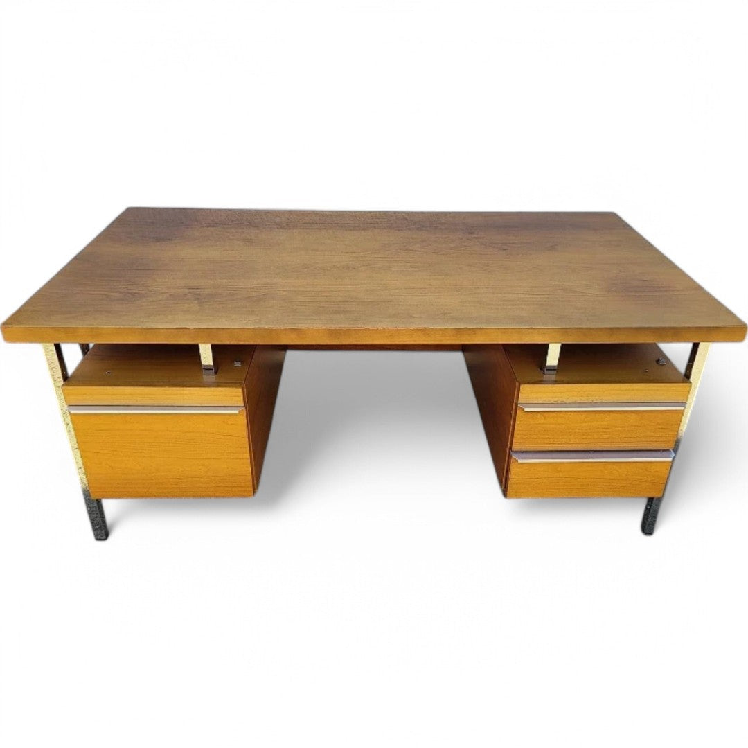 Magnifique Bureau Vintage 1970 à Double Caisson