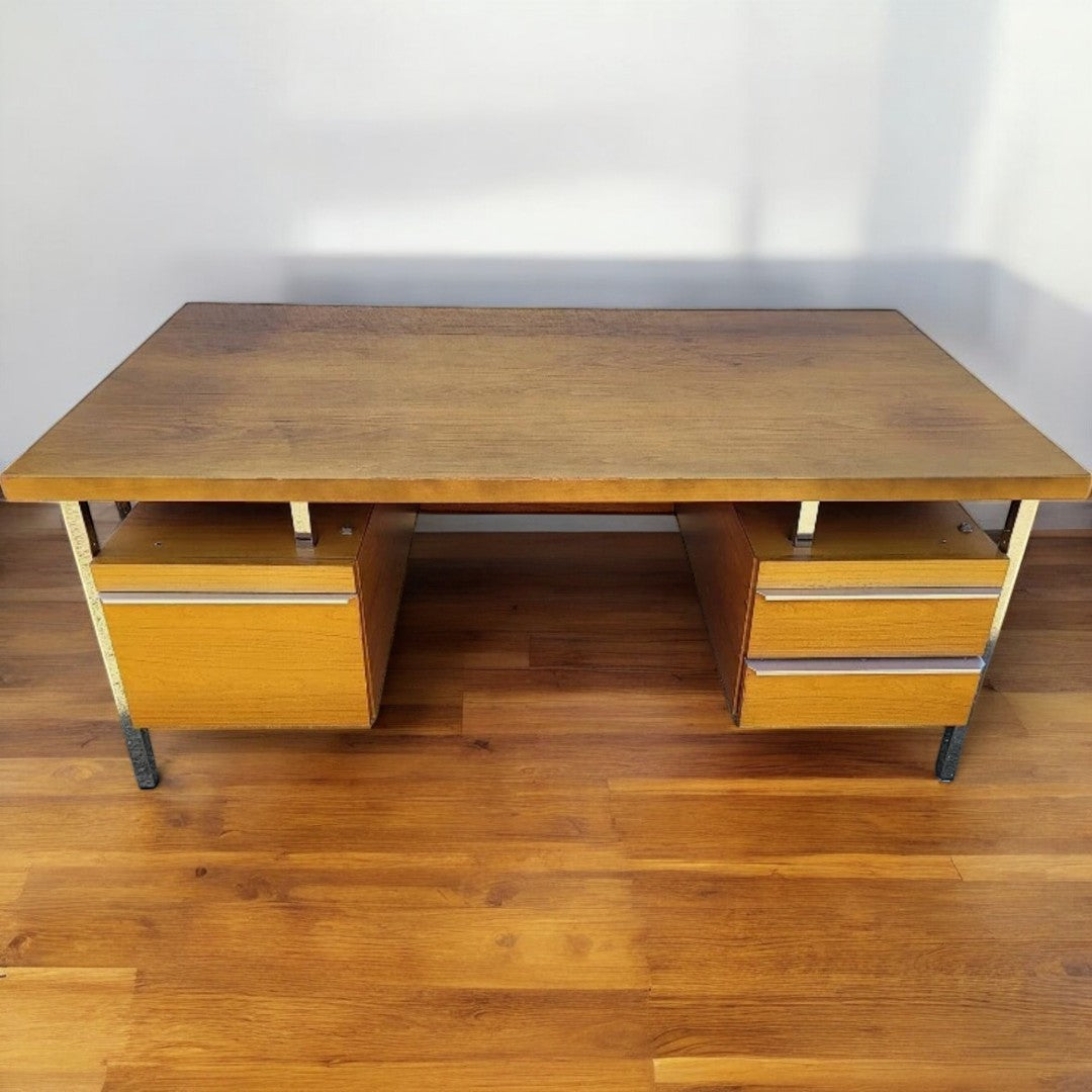 Magnifique Bureau Vintage 1970 à Double Caisson