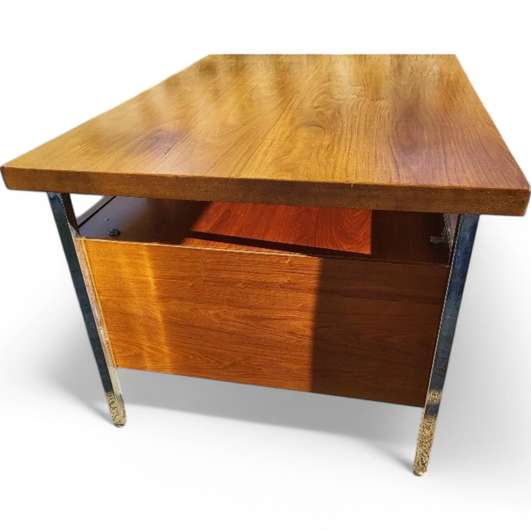 Magnifique Bureau Vintage 1970 à Double Caisson