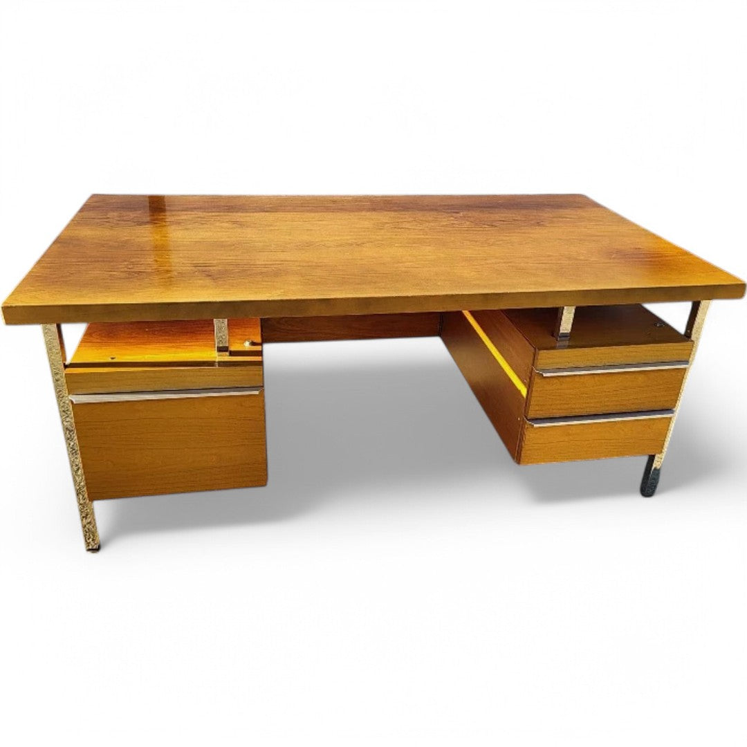 Magnifique Bureau Vintage 1970 à Double Caisson