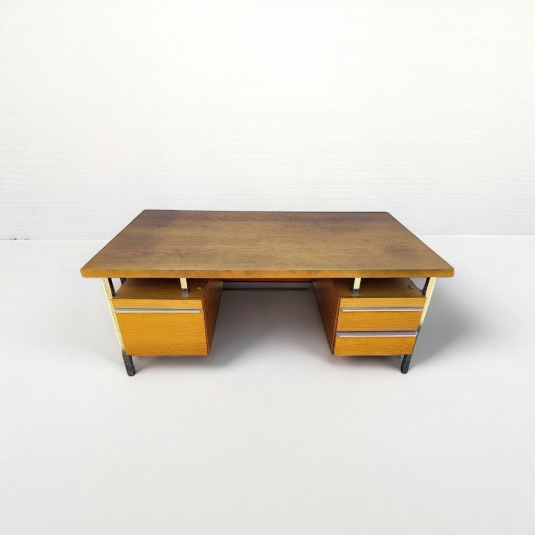 Magnifique Bureau Vintage 1970 à Double Caisson