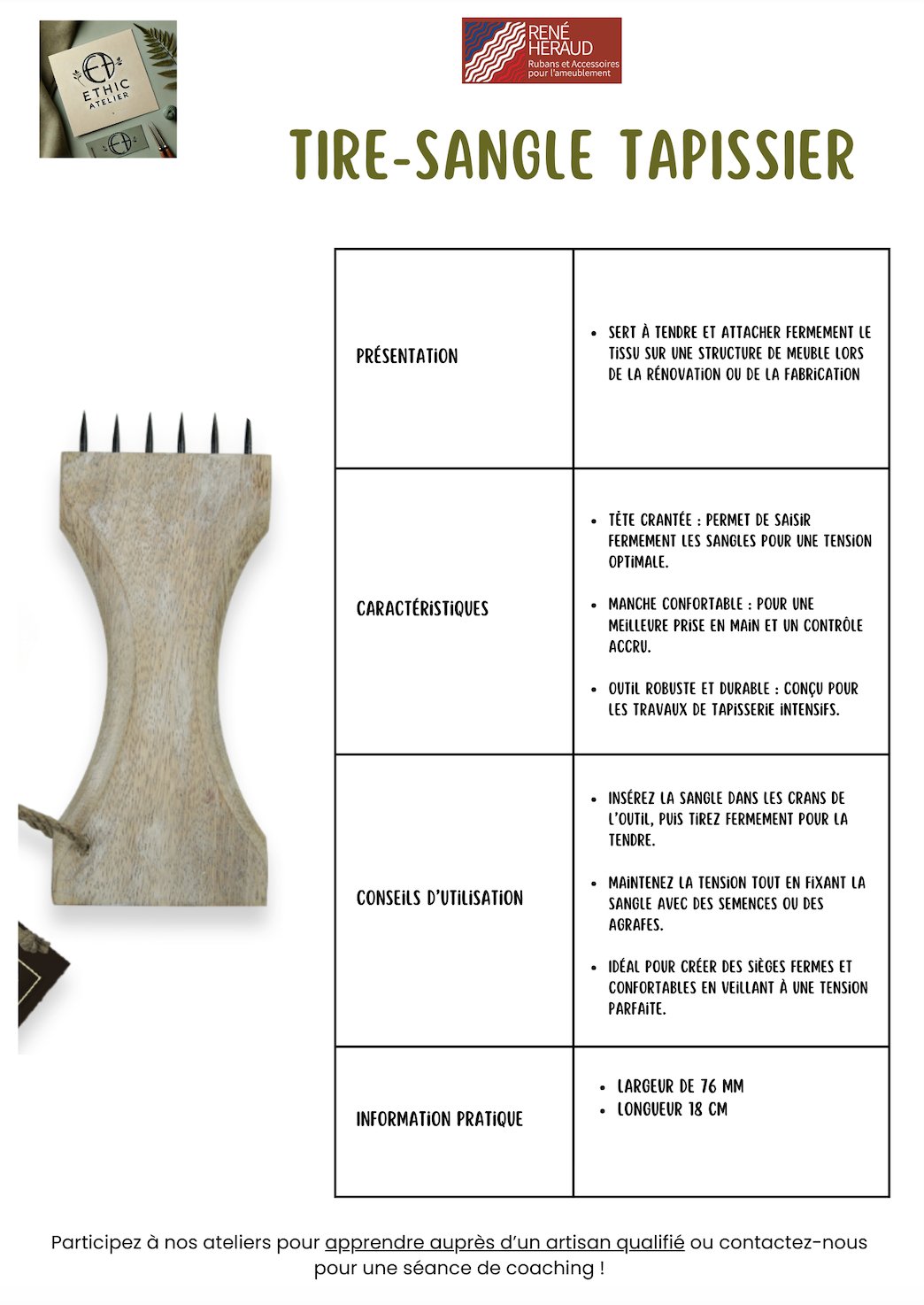 Tire - sangle Tapissier - Ethic Atelier