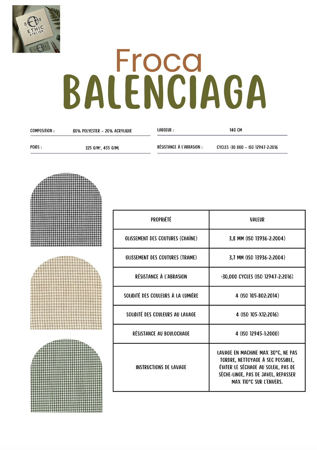 Tissu d'ameublement Balenciaga Haut de gamme - Ethic Atelier