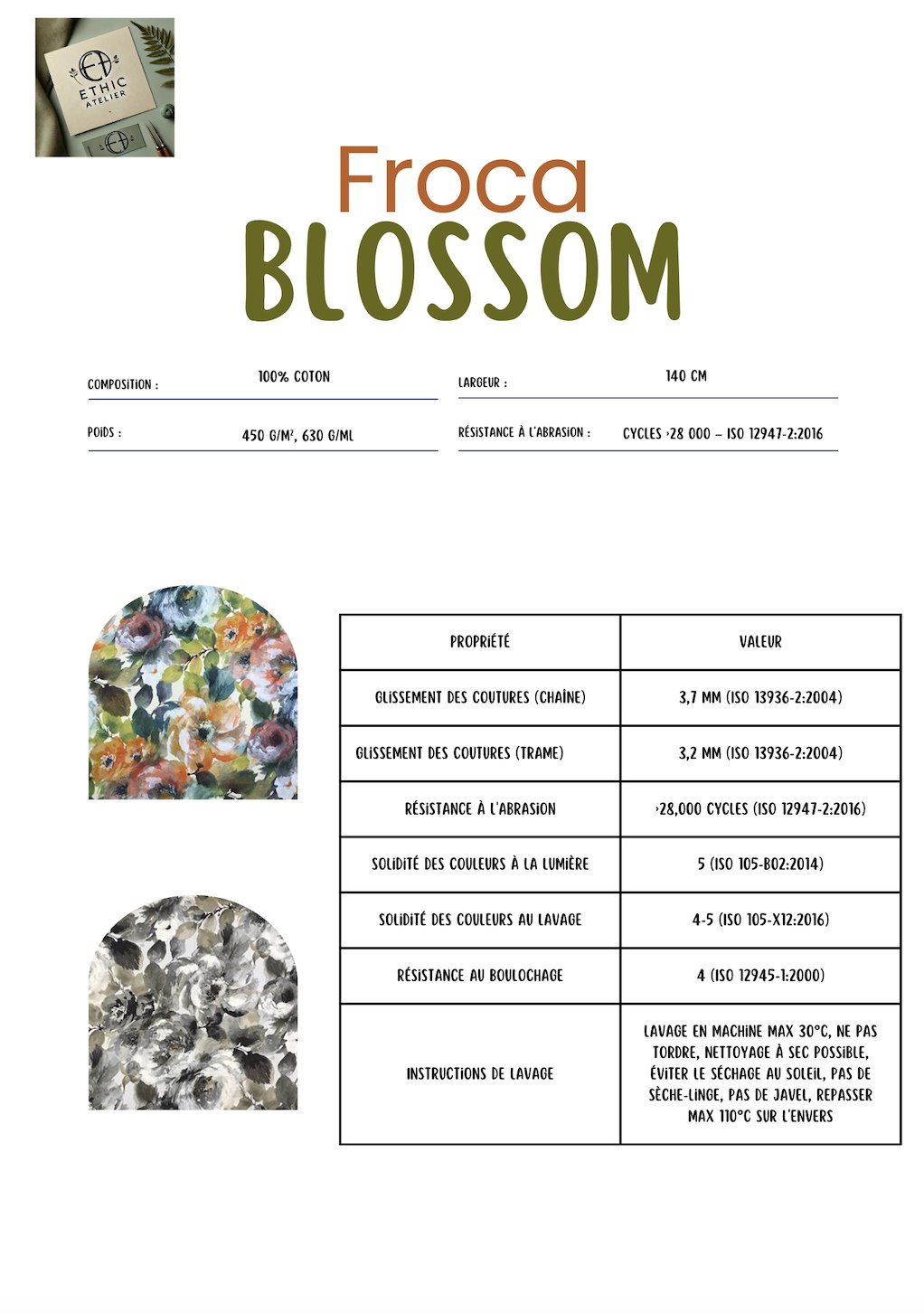 Tissu d'ameublement Blossom fleuri en Coton - Ethic Atelier