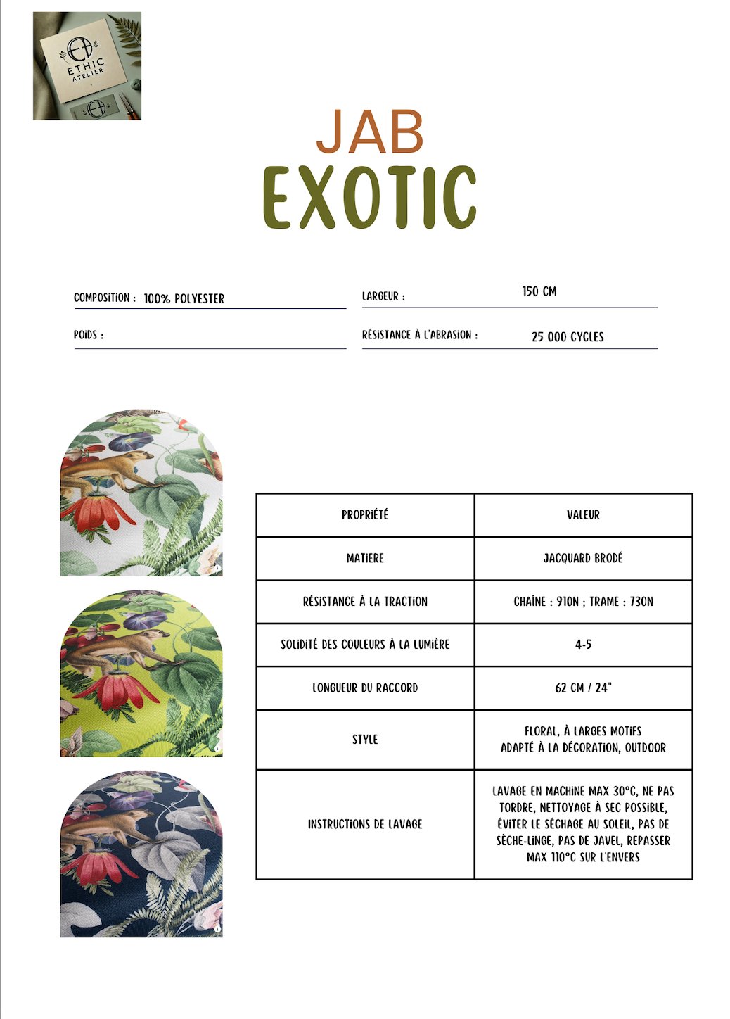 Tissu d'ameublement Exotic - Ethic Atelier