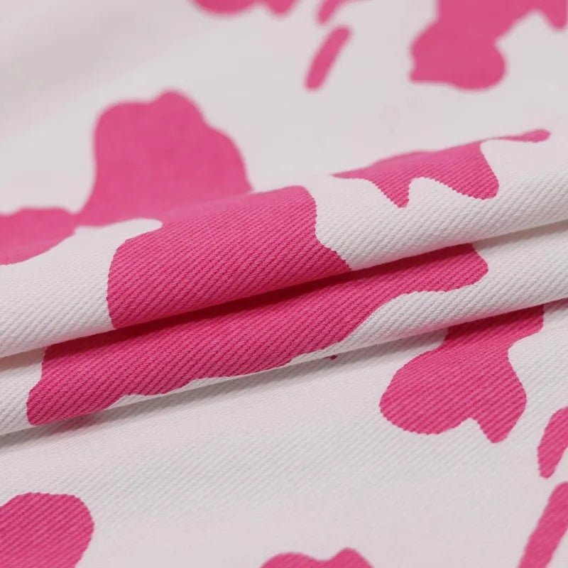 Tissu Denim Écologique Motifs Animaliers Pink - Ethic Atelier