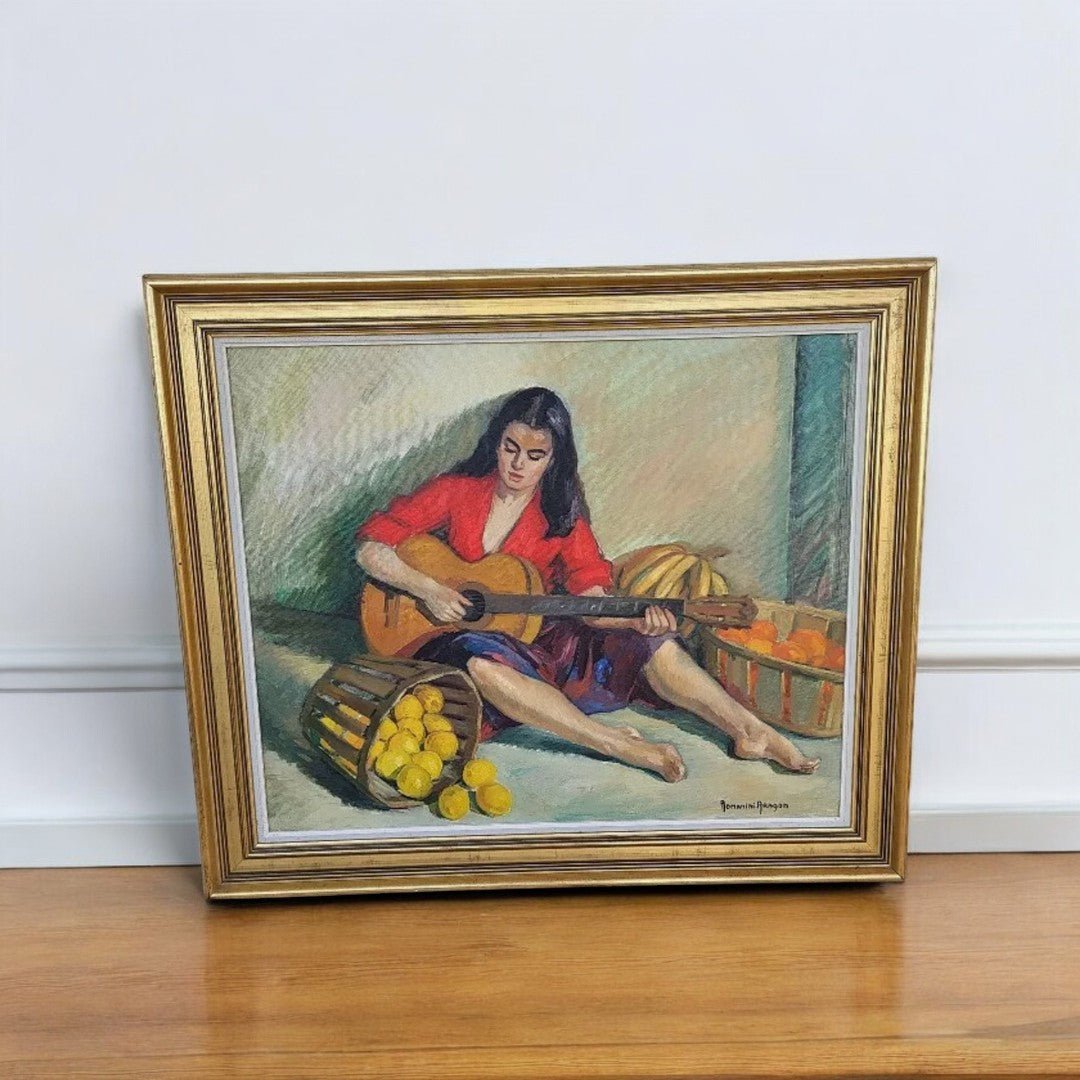 Très Beau Tableau Peinture Huile sur Toile - Signé Romanini Aragon Denise - Ethic Atelier