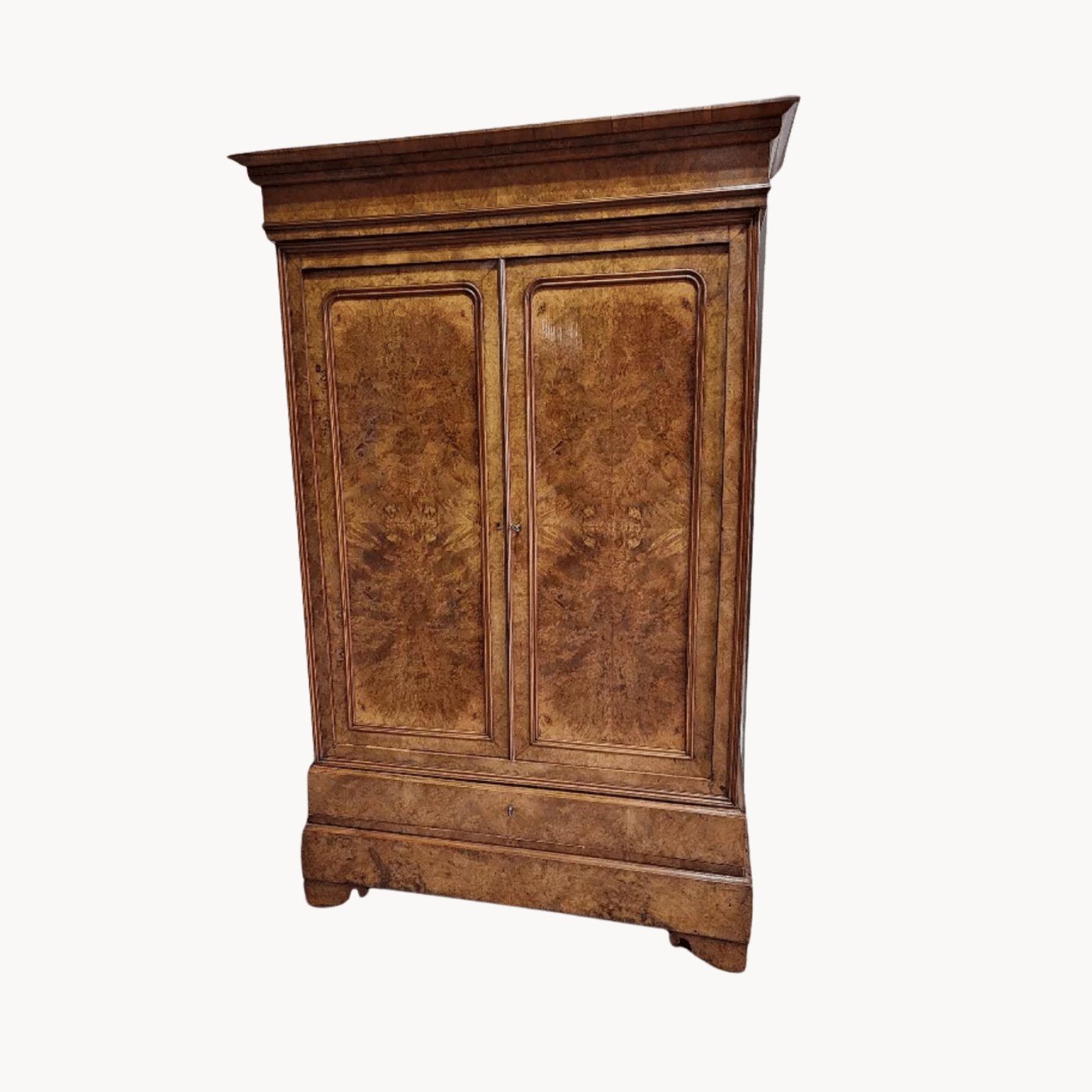 Très Belle Armoire en Ronce de Noyer - Meuble Ancien avec Rangement Complet - Ethic Atelier