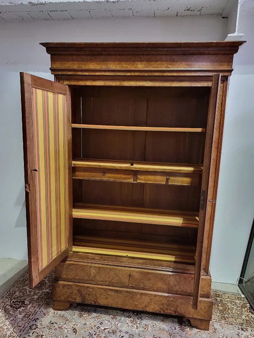 Très Belle Armoire en Ronce de Noyer - Meuble Ancien avec Rangement Complet - Ethic Atelier