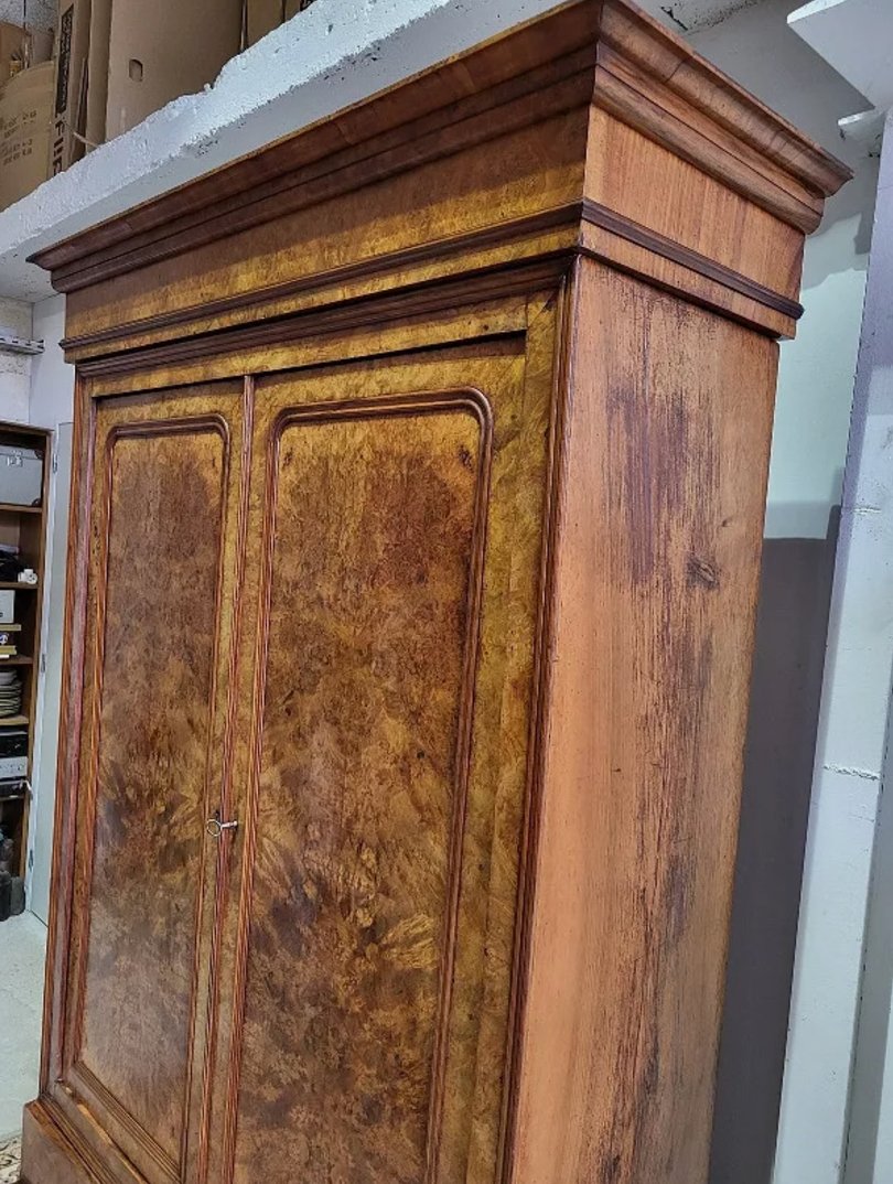 Très Belle Armoire en Ronce de Noyer - Meuble Ancien avec Rangement Complet - Ethic Atelier