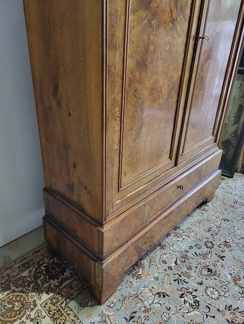 Très Belle Armoire en Ronce de Noyer - Meuble Ancien avec Rangement Complet - Ethic Atelier