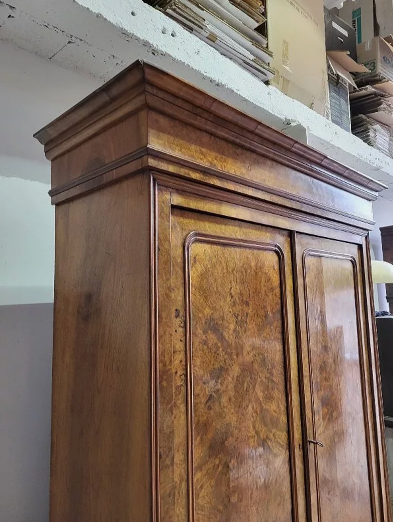 Très Belle Armoire en Ronce de Noyer - Meuble Ancien avec Rangement Complet - Ethic Atelier