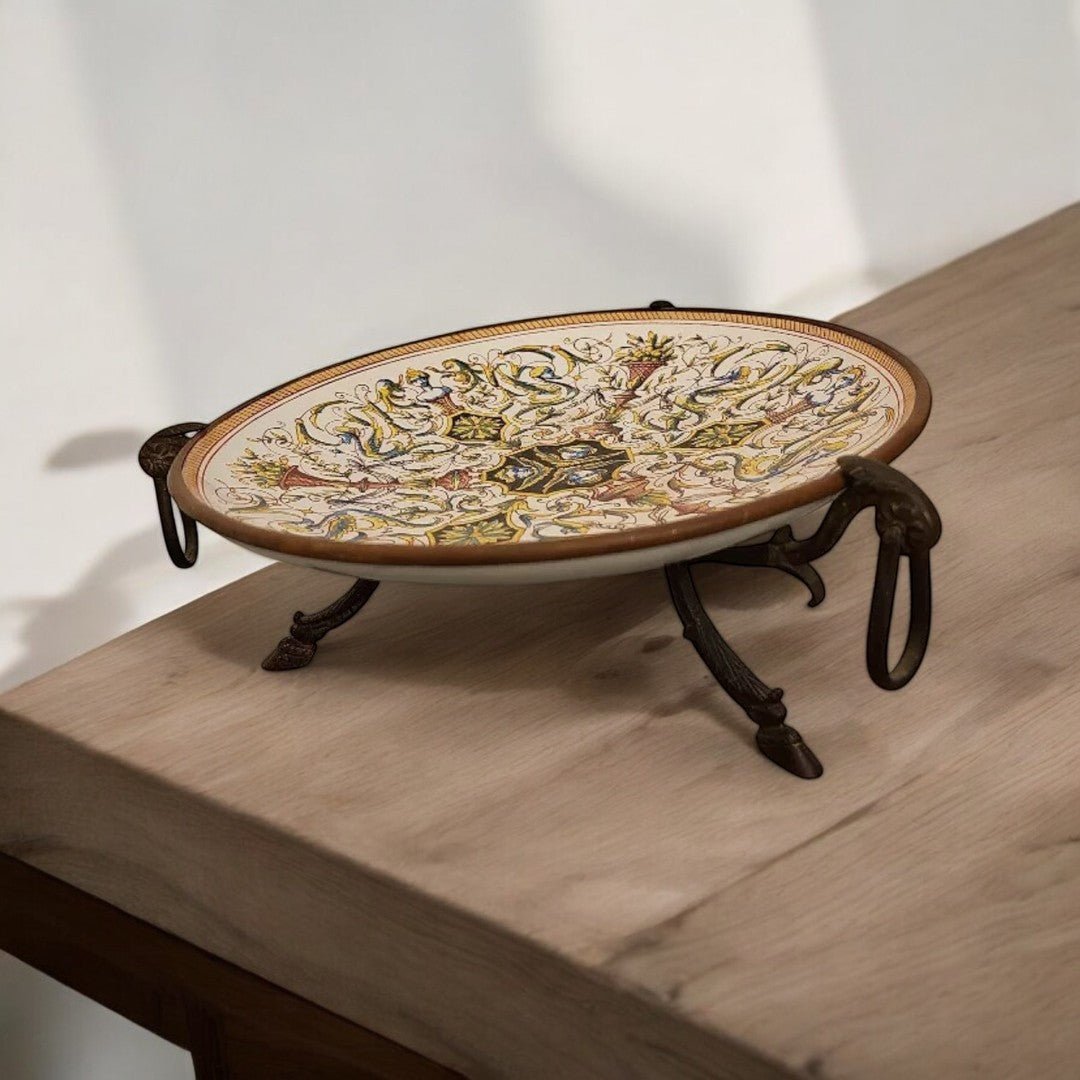 Très Belle et Élégante Coupe Centre de Table en Bronze et Faïence - Ethic Atelier