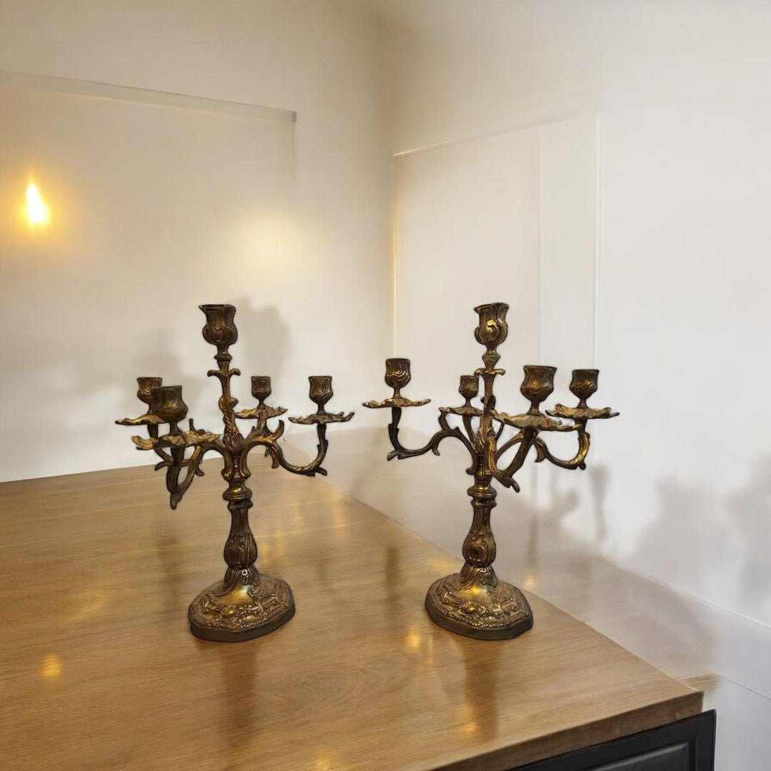 Très Belle Paire de Chandeliers en Bronze Doré - Ethic Atelier