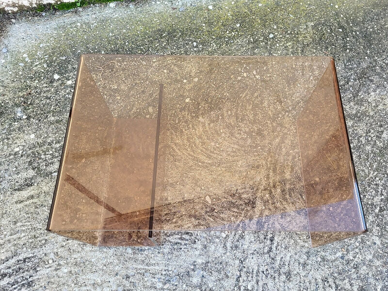 Très Belle Table Basse en Plexiglass Fumé Rosé Roche Bobois 1970 - Ethic Atelier