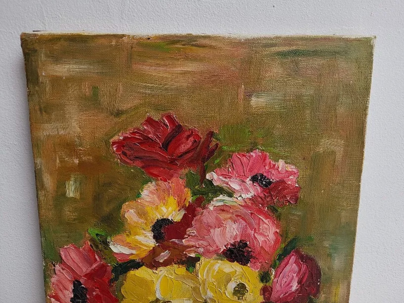 Très Joli Tableau Peinture - Huile sur Toile - Bouquet de Fleurs dans un Vase - Signé R. Carmatans - Ethic Atelier