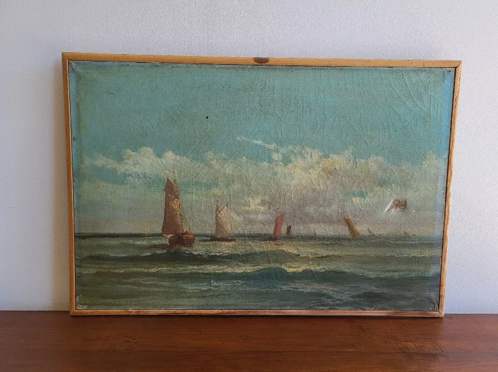 Très Joli Tableau Peinture - Huile sur Toile - "Marine du XIXème siècle" - Signé Govihaz - Ethic Atelier