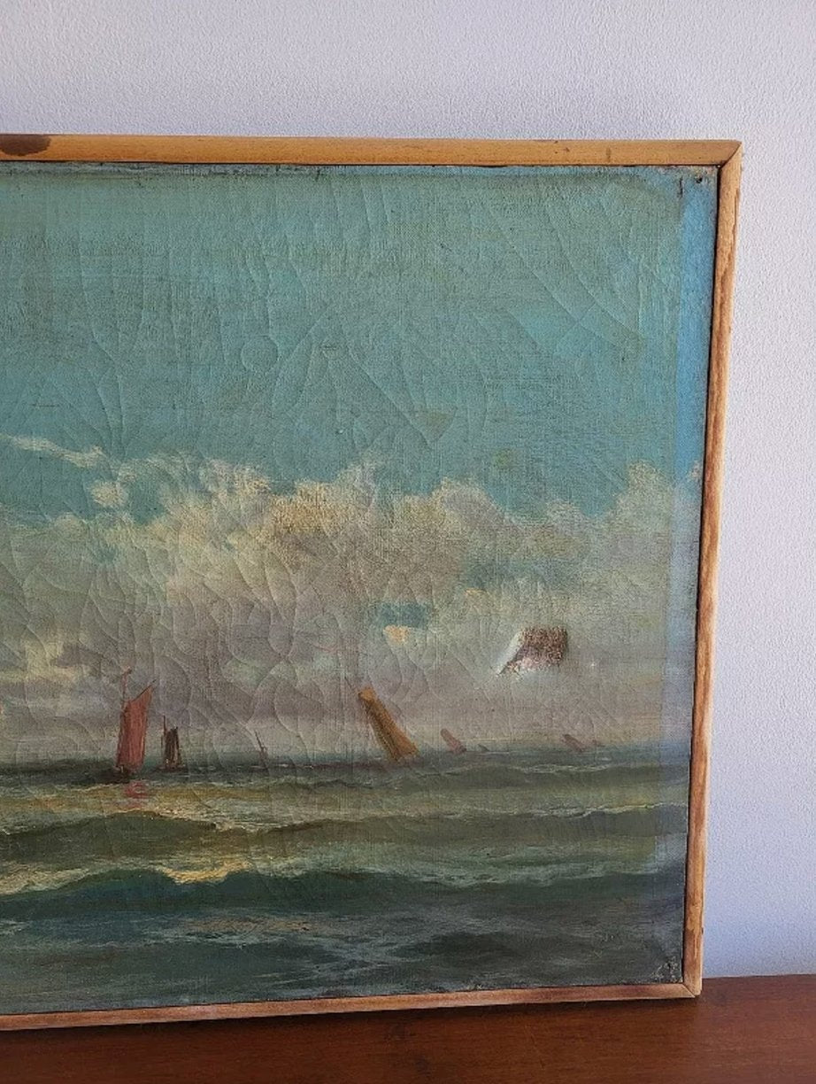 Très Joli Tableau Peinture - Huile sur Toile - "Marine du XIXème siècle" - Signé Govihaz - Ethic Atelier