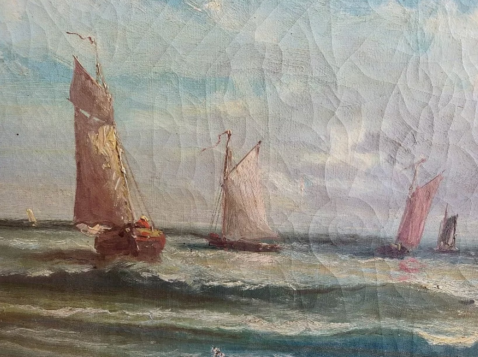 Très Joli Tableau Peinture - Huile sur Toile - "Marine du XIXème siècle" - Signé Govihaz - Ethic Atelier