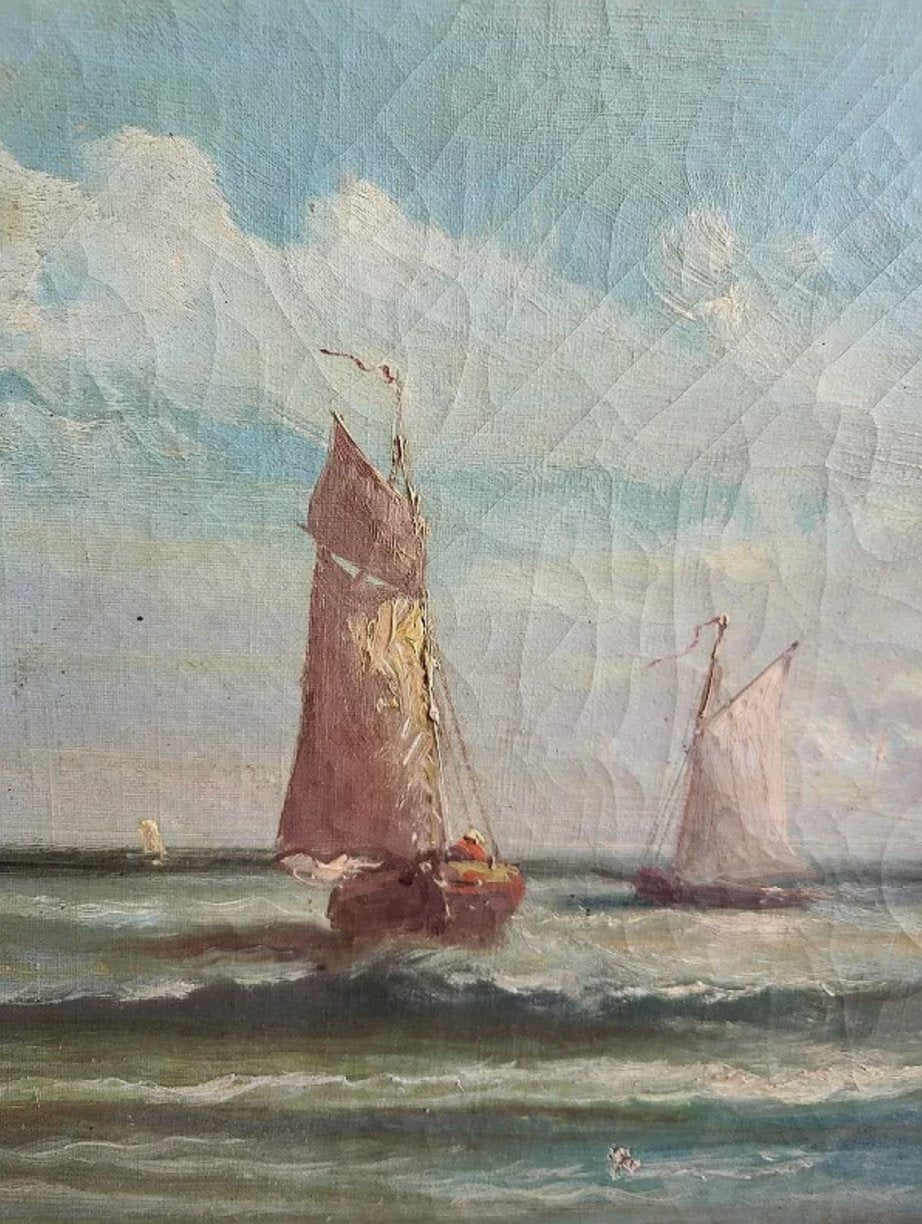 Très Joli Tableau Peinture - Huile sur Toile - "Marine du XIXème siècle" - Signé Govihaz - Ethic Atelier