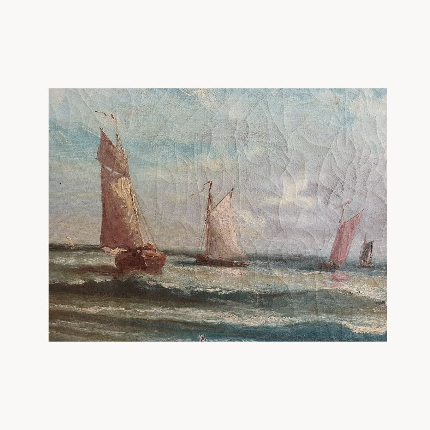 Très Joli Tableau Peinture - Huile sur Toile - "Marine du XIXème siècle" - Signé Govihaz - Ethic Atelier