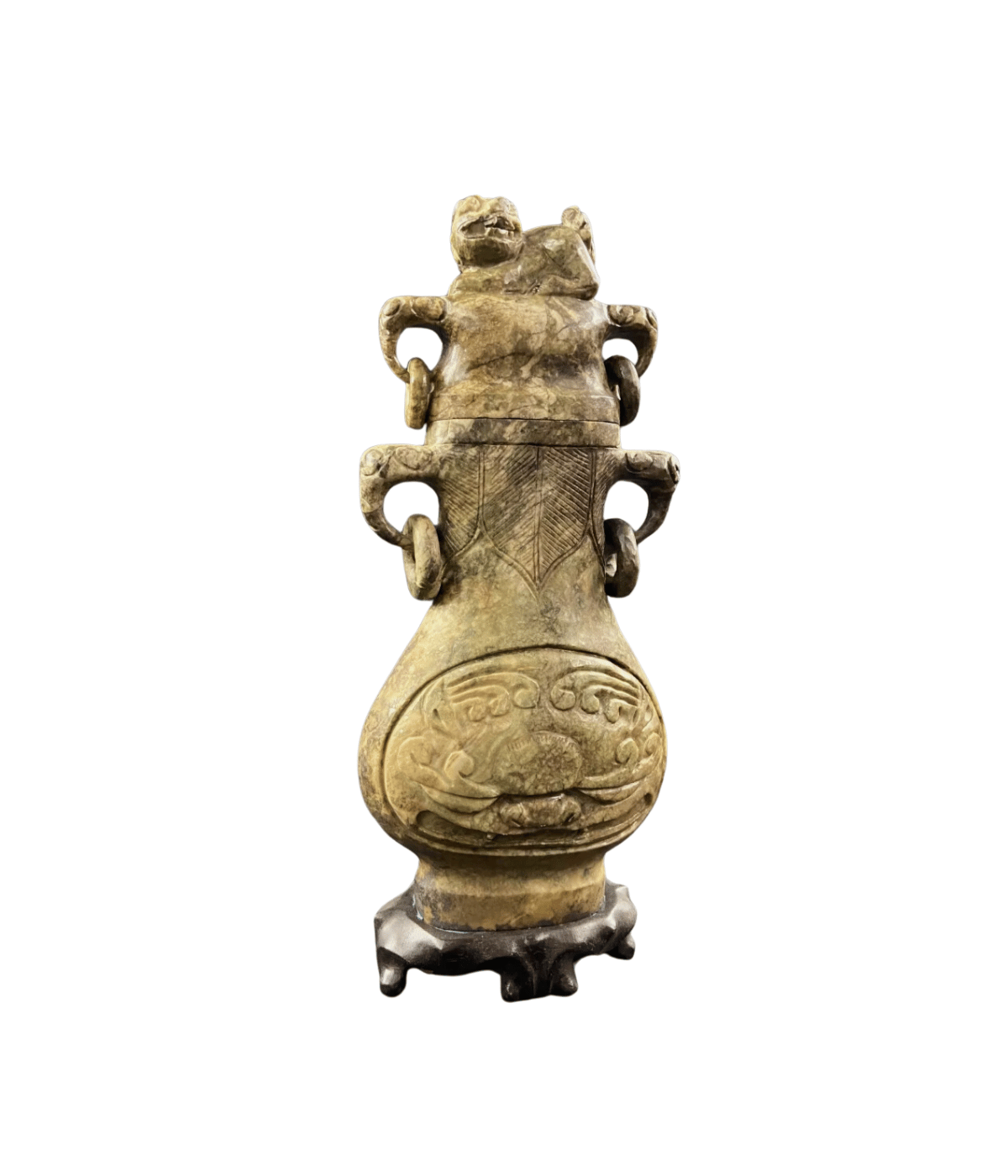 Vase couvert en pierre dure sculptée, Chine, Extrême - Orient - Ethic Atelier