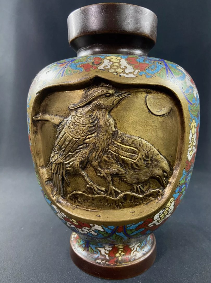 Vase Japonais en Bronze avec Émail Cloisonné – XIXe Siècle et Avant - Ethic Atelier