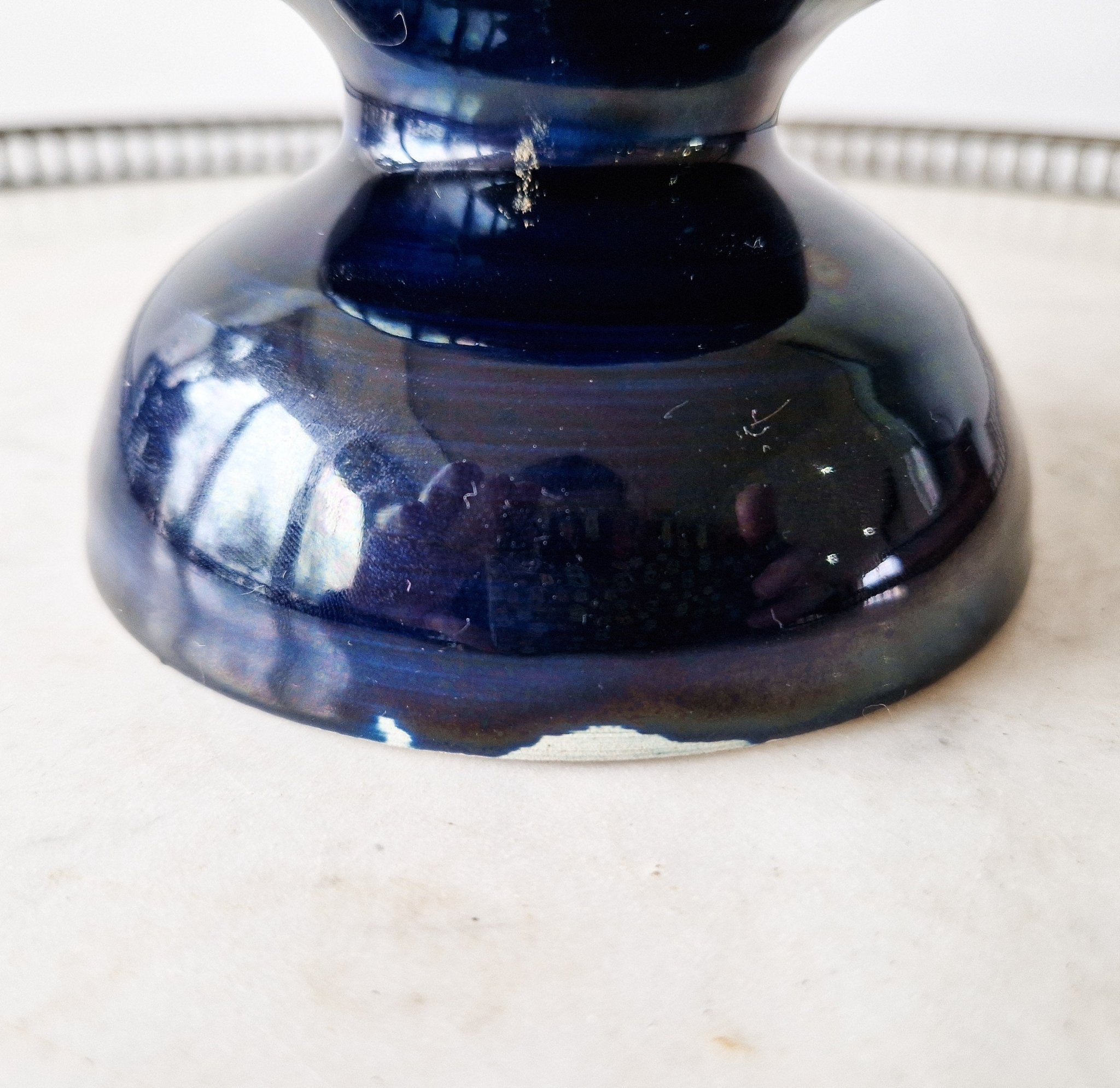 Vase Vallauris en céramique bleue Écume de mer vintage - Ethic Atelier